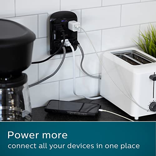 Philips Philips 6-Outlet Extender Surge Protector, 900 Joules, 3-Prong, Space Saving Design, Protection Indicator LED Light, 2 Pack, Black, SPP3466BC/37 - Thumbnail 6
