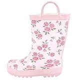 Hudson Baby Girls Rain Boots, Mauve Ditsy Rose, 4 Toddler