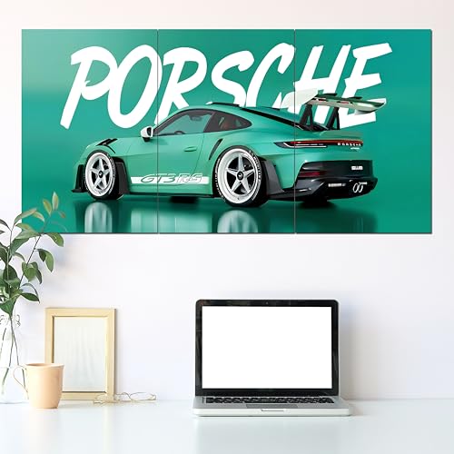 Image of Posternet Super Car Split Poster Set, 12 inch x 18 inch, Split Design Wall Decor Posters For Bedroom, Living Room, Office. (Porshe)