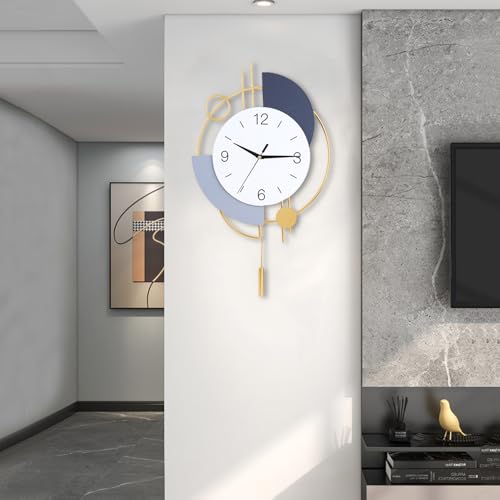 Wall Clock,Decorative Wall Clocks with Pendulum,Silent Quality Quartz Wall Clock Battery Operated,Large Wall Clock for Living Room,Kitchen,Home,Bathroom,Bedroom Wall Decor,13x21.65inch