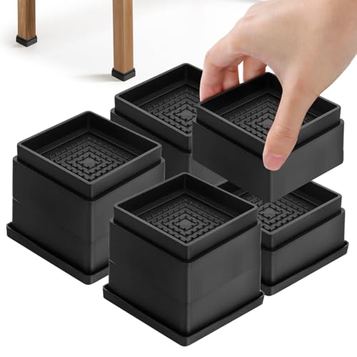 LYCXAMES Lot de 8 rehausseurs de Meubles réglables 2,5 cm, 5 cm, 7,5 cm Empilables pour Pieds de Table, Rehausseur Pieds de lit, Rehausseur Antidéapants Pied Canape – vue 6