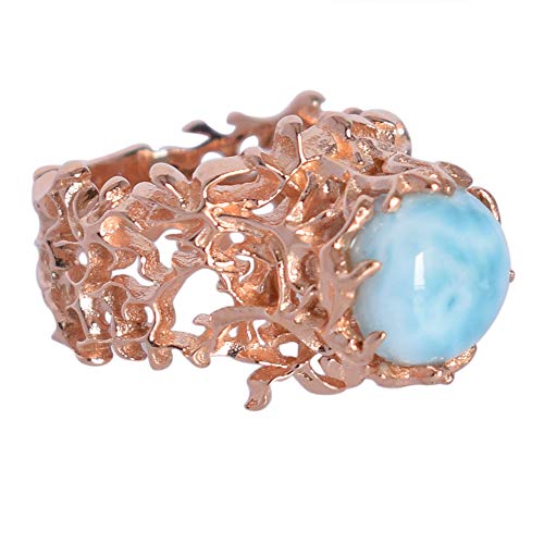 Bague Larimar anti-ternissement en argent fini or rose véritable