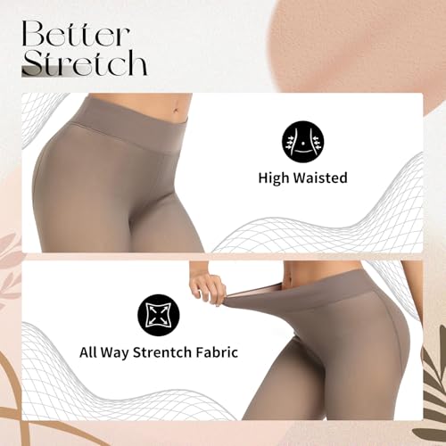 Image of Caprilite Plus Size Fleece Lined Tights - Winter Fake Translucent Warm Sheer Thermal Thick Pantyhose Tights for Women