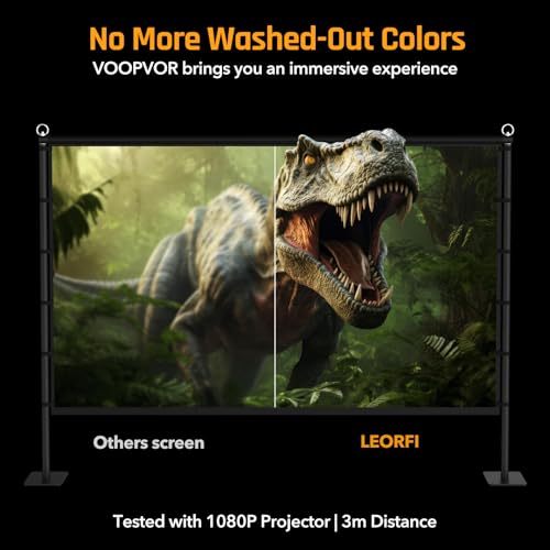 Beamer Leinwand Outdoor mit Stativ: LEORFI 120 Zoll Projektionswand Ständer Portable faltbar Front/Rückprojektion Bodenleinwand mit Tragetasche - Upgraded Sturdy Base für Heimkino, Filme Nächte