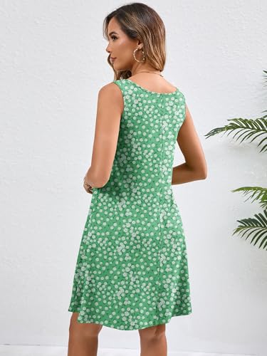 Image of Heymoments Women's Summer Sleeveless Crewneck Dresses Casual Loose Fitted Tank Sundress with Pockets