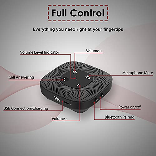 Ca Essential Speakerphone Sp-2000 - Usb And Bluetooth Speakerphone, Clear Sound, 360 Degree Noise Cancelling Microphone With 3M Range, 66 Ft Bt Wireless Range, By Cyber Acoustics #TOP1