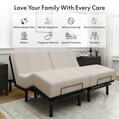 Image of FLEXISPOT Split King Adjustable Bed Frame Base, Quiet Motor & Easy Assembly