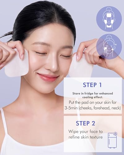 Image of DERMAL Ice Cooling Soothing Toner Pad 120 Count Bulk, Korean Aloe Vera Hydrating Jelly Pad with Menthol Peppermint Xylitol, Centella CICA Calming After Sun Skin Prep with Tongs, Vegan