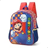 Mochila Escolar, Infantil, Super Mario Bros, G, Vermelha, Luxcel
