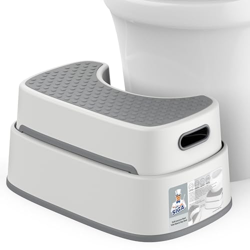 MR.SIGA Toilet Stool Squat Adult, Bathroom Stool Heavy Duty, Anti Slip Toilet Step for Bathroom, Toddler Step Stool for Kids