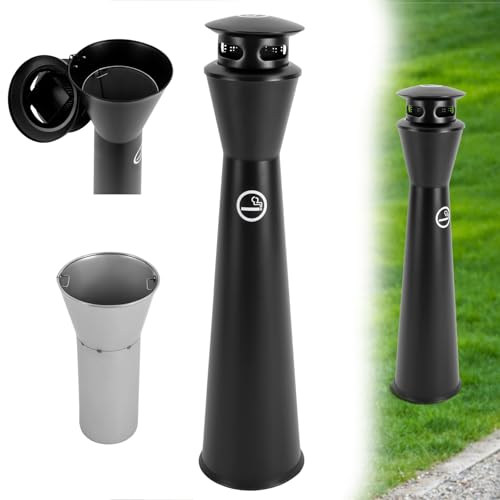 Steel Ash Receptacle Outdoor Trash Can with Lid, 43.3