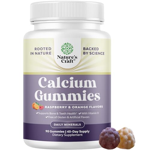 Natures Craft High Absorption Calcium Gummies for Women with Vitamin D3 - Delicious Calcium 500 mg...
