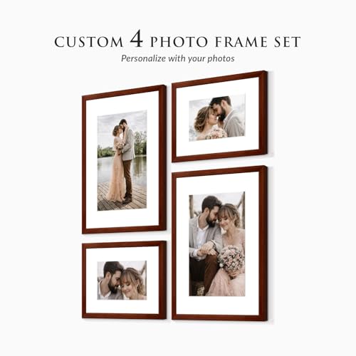 Image of Custom Personalized Photo Collage Framed Wall Art Painting Frames Set | Family Picture Frame Wall Decor Artwork for Living Room Bedroom | A3 + A4 Frame Combo Gallery Style | Personalized Home Decor Gift
