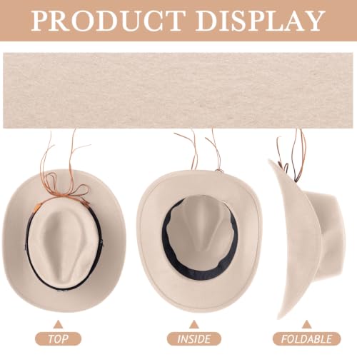 Image of Toulite 9 Pcs Western Cowboy Hats Faux Felt with Strap Bulk | 9 Color Fur Faux Felt Travel Cap for Men Women, Cowgirl Party Halloween Cosplay Costume Western Theme Events