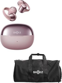 SHOKZ OpenDots ONE Pink Open Ear Headphones Gym Bag for Sports, Workout & Travel, Black