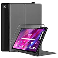 HYMY Hülle für Lenovo Yoga Tab 11 + 1 Pcs Schutzfolie Panzerglas für Lenovo Yoga Tab 11" hülle - Flip Case Cover Schutzhülle Schutzfolie Lenovo Yoga Tab 11 panzerglas-Gray
