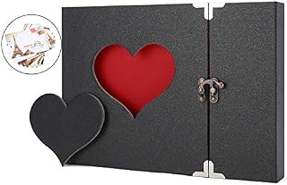 AIOR Photo Albums Scrapbook, DIY Scrap books with Gift Box Personalized Memory Book, Vintage Love Heart 50 Black Pages Wedding Guest Book, Birthday Gift for Women Wife Girls, Black