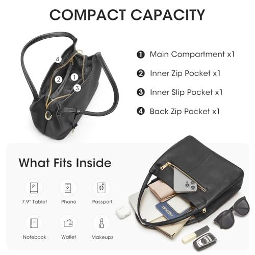 Image of Kattee Leather Purses for Women,Small Crossbody Bags for Women Trendy,Top Handle Handbags Satchel Bag with Adjustable Strap