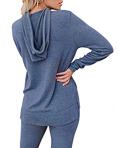 Wanliss Lounge Sets For Women Two Piece Outfits Sweatsuits Sets Long Pant Loungewear Workout Athletic Tracksuits With Pockets (Blue, Small) #TOP4