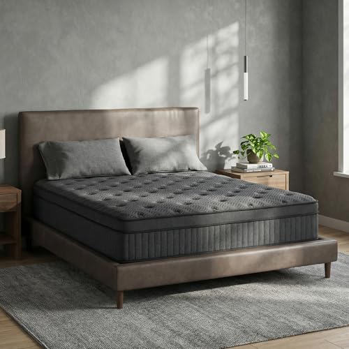 Queen Mattress 12 Inch, Medium Firm Hybrid Mattress with Zoned Support Foam and Pocket Coils for Enhanced Lumbar Comfort and Pressure Relief