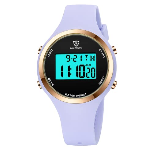 Montre pour femme L LAVAREDO étanche violet clair avec chronomètre