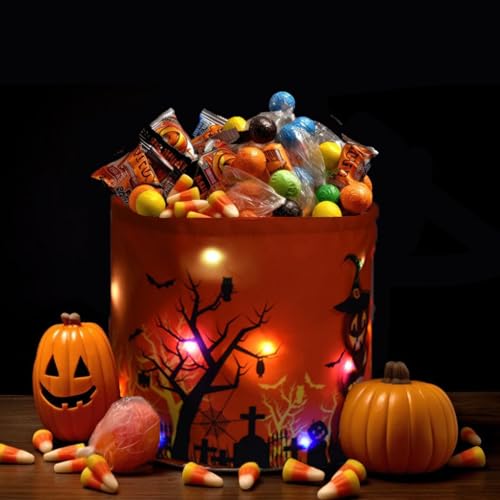 Aliangting LED light Halloween Candy Bags, Light Up Halloween Trick or Treat Bucket Candy Bag Halloween Baskets for Kids - Image 5