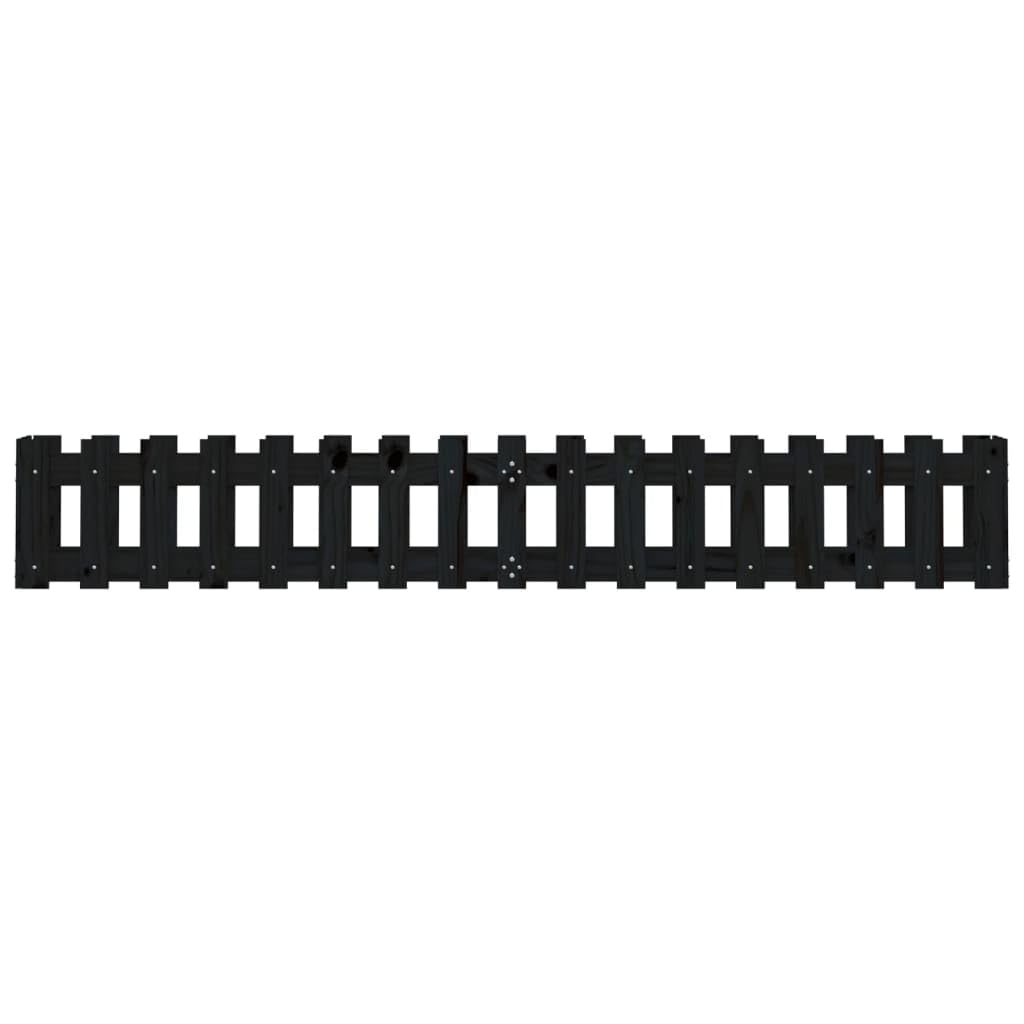Hochbeet Latten-Design Schwarz aus massivem Kiefernholz 200 x 30 x 30 cm Pflanz Gefäß für Garten Balkon Terrasse Fensterbank, für Blumen Kräuter Gemüse und Dekoration