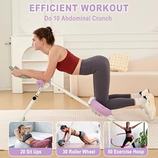 Ab Workout Equipment Abdominal Trainer, Adjustable Ab Machine at Home Gym, Foldable Abdominal Exercise Machine, Core & Ab Trainer Machine for Stomach Workout