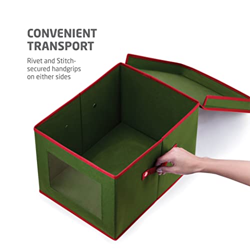 Zober Holiday Accessory And Decor Storage Box 2-Pack With Decorative Trim, Holiday Storage Solution, Green #TOP6