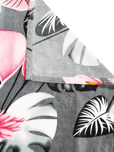 Image of Fashion String 144TC Microfibre Tropical Floral Print Charcoal Grey Double Bedsheet with 2 Pillow Covers