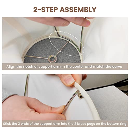 Lamp Shades Set Of 2, 8''X16''X11'', Bell Lamp Shades For Table Lamps, Spider Silk Shantung Off White Lamp Shade Replacement #TOP5