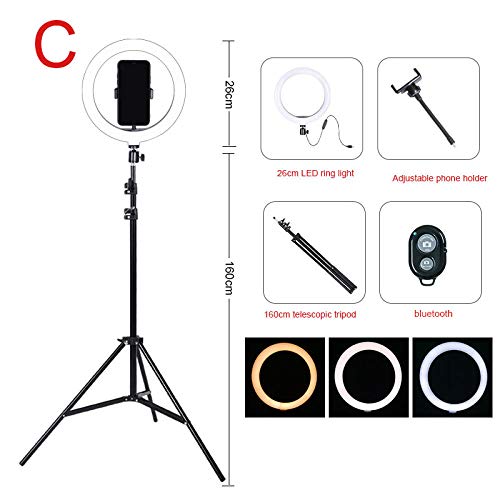 Luce per anello LED dimmerabile da Luce per per telefono Vlogging YT Luce per di ripresa video con supporto per treppiede e per telefono-10 pollici 10