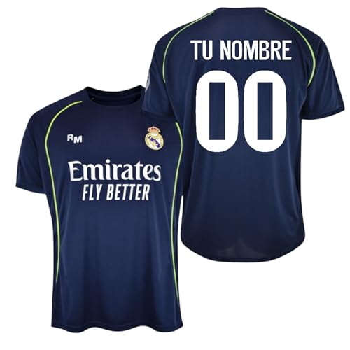 Real Madrid - Camiseta Personalizable 25/26 | Segunda Equipación Azul Marino | Nombre y Número a Medida | Tejido Técnico Transpirable | Oficial para Fans (FR/ES, Letras, XL, Regular, Regular)