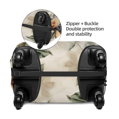 Retro Bird Flower Stretchable Luggage Covers for Suitcase TSA Approved, Dust Proof and Scratch Resistant Travel Luggage Protector for Carry On (18-21 in)3
