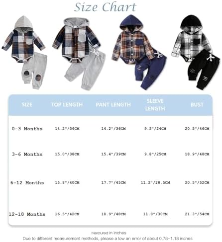 LUJENGEFA Baby Boy Outfits Tracksuit Plaid Button Down Hoodie Tops Pants Trousers Jogger Toddler 2Pcs Clothes Set Black 6-12 months — view 6