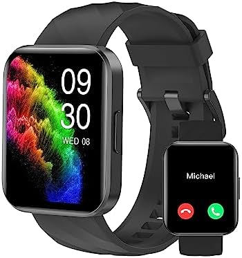 RUIMEN Smart Watches for Men Women, Bluetooth Calls, Fitness Tracker Black