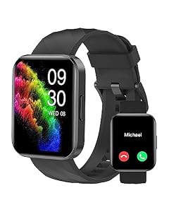 RUIMEN Smart Watches for Men Women, Bluetooth Calls, Fitness Tracker Black
