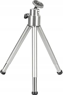 Hama Mini-Stativ mit 3D-Kugelkopf (Stativ für Handy, Kamera oder Action-Cam, Mini-Dreibeinstativ aus Metall) Silber