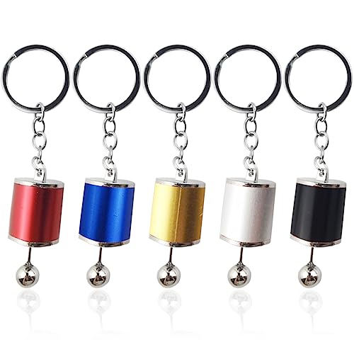 GXXMEI 5PCS Car Shifter Keyring Metal Gear Box Shifter Keychain 6-Speed Manual Transmission Gear Shift Key Ring Key Chain (5 Colors)