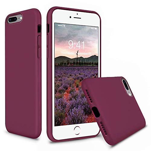 Vooii iPhone 8 Plus Case, iPhone 7 Plus Case, Soft Silicone Gel Rubber Bumper Case Microfiber Lining Hard Shell Shockproof Full-Body Protective Case Cover for iPhone 7 Plus  8 Plus - Burgundy