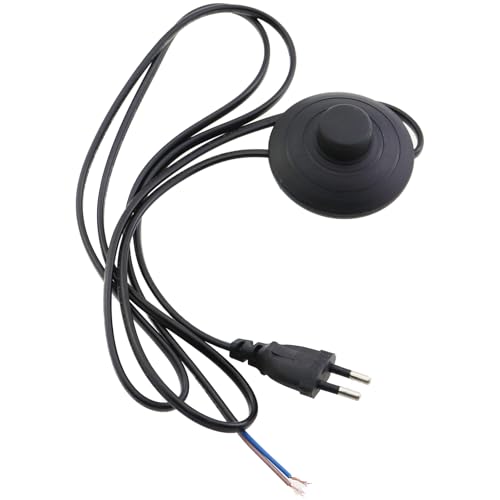GZWZH Foot Switch Power Cord Pure Copper 1.8m Plug Floor Lamp Switch Cord Midway Black