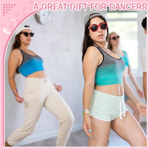 Blosssound 24 Pcs Dance Polymer Clay Beaded Bracelet Bulk Stretch Heishi Bracelet for Dancer Party Favors Team Gift Colorful Dance Lover Gift Ballerina Party Favors Charm Jewelry4