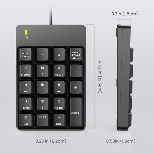 Techgarden Wired Number Pad, Usb Numeric Keypad 19 Key Number Keypad Keyboard For Laptop Pc Computer Notebook thumb #6