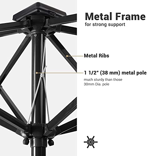 Yescom 10' X 6.5' Rectangle Aluminum Solar Powered Patio Umbrella W/ 20 Leds Crank Tilt Poolside Garden (Pack Of 2) #TOP5