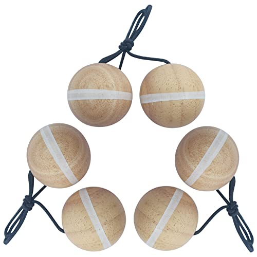 Apudarmis Wooden Ladder Toss Balls, 3 Pack Rubber Wood Ladder Bolas Replacement For Ladder Golf Game - Outdoor Lawn Yard Beach Game For Kids Adults Family (White Striped) #TOP15