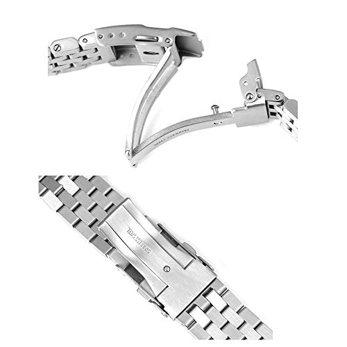Sinaike 22Mm Watch Band For Men Brushed Stainless Steel Watch Bracelet 5 Rows Engineer Wristband Heavy Double Lock Clasp Watch Belt Solid Metal Silver Strap #TOP5