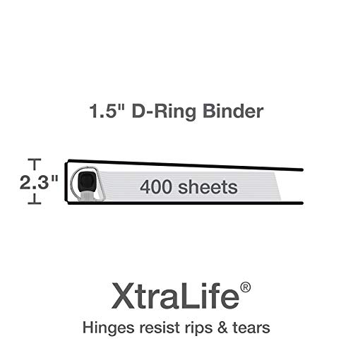 Oxford 3 Ring Binders, 1.5 Inch One-Touch Easy Open D Rings, 3-Sided View Binder Covers, Xtralife Hinge, Non-Stick, Pvc-Free, White, 375-Sheet Capacity, 4 Pack (79906) #TOP2