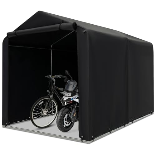 Tangkula-7x52Ft-Portable-Shed-Outdoor-Storage-Shelter-with-Waterproof-Cover-Roll-up-Zipper-Door-Heavy-Duty-Portable-Storage-Tents-for-Outside-Bikes-Garden-Tools-Motorcycles Tangkula 7x52Ft Portable Shed Outdoor Storage Shelter with Waterproof Cover Roll up Zipper Door Heavy Duty Portable Storage Tents for Outside Bikes Garden Tools Motorcycles