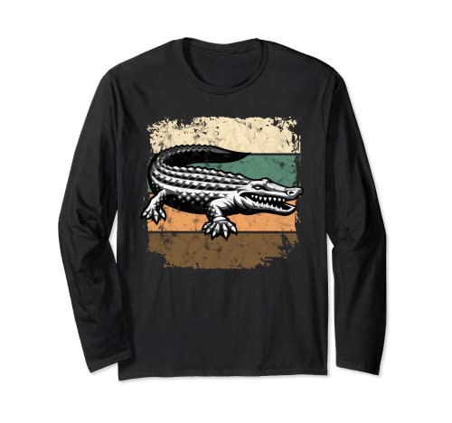 Retro Vintage Alligator Gator Crocodile Zoo Animal Lover Manga Larga