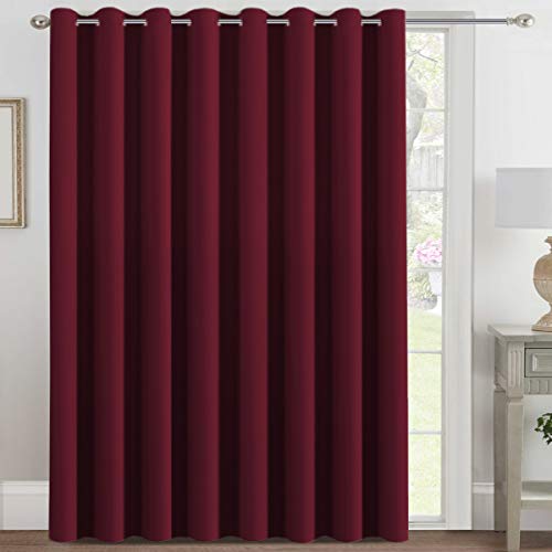 Image of H.VERSAILTEX Wide Width Thermal Insulated Blackout Curtain (100 inch Wide by 108 inch Length) - Antique Grommet Room Divider (100% Privacy) - Burgundy - 9ft Tall by 8.5 ft Wide